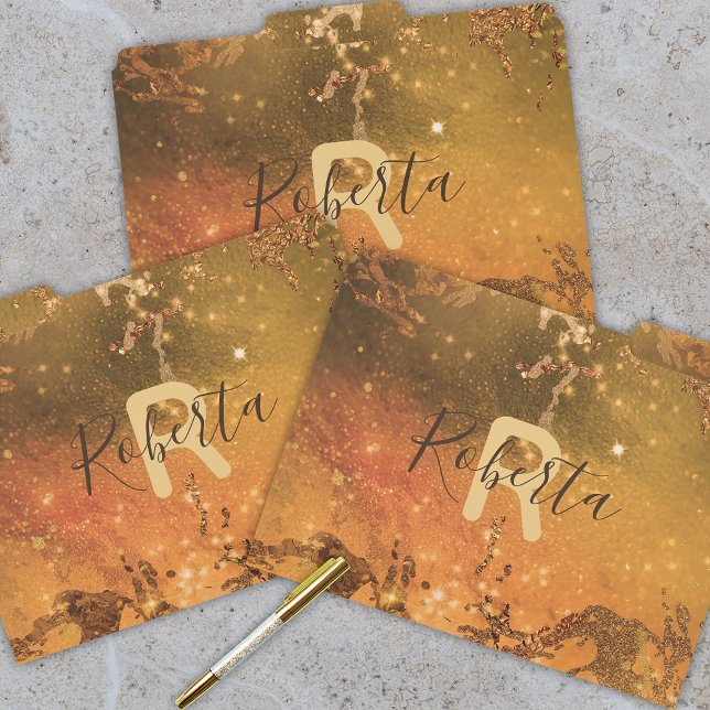 Sparkly Copper Bronze Modern Glam Chic Abstract File Folder (Creator Uploaded)