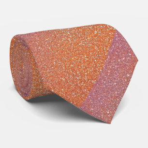 Sparkly Coral Orange Pink Glitter Glittery Pattern Neck Tie
