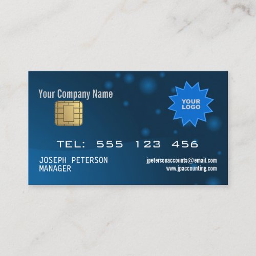 Sparkly Credit Card Blue Business Card