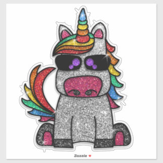 Sparkly Cute Glitter Rainbow Unicorn Sparkle  Sticker