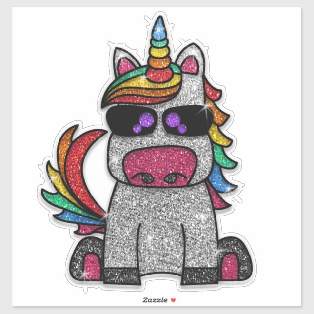 Sparkly Cute Glitter Rainbow Unicorn Sparkle  Sticker (Sheet)