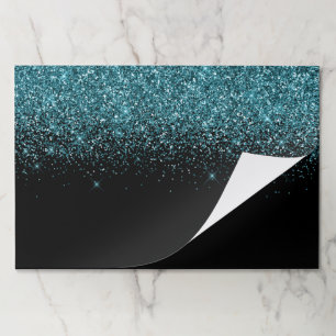 Sparkly Dark Teal Glitter Black Paper Pad