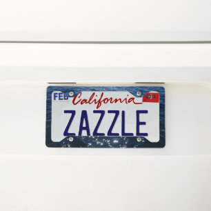 Sparkly Deep Blue Sea Waves License Plate Frame