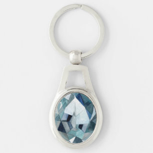 Sparkly Diamond Cut Look Blue Gray Design Keychain