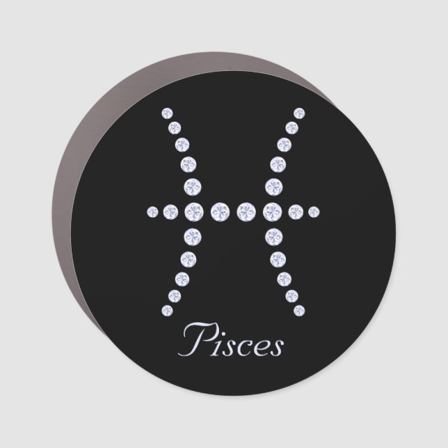 Sparkly Diamond Pisces Symbol   Car Magnet (Front)