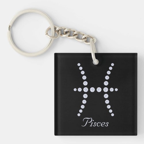 Sparkly Diamond Pisces Symbol   Keychain