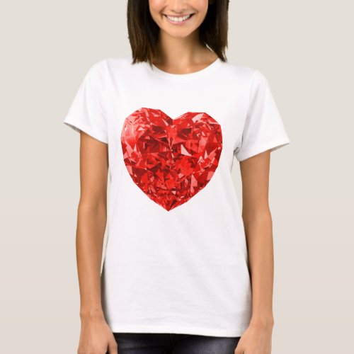 Sparkly Diamond Red Heart Design T_Shirt