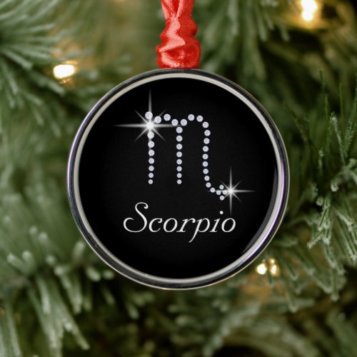 Sparkly Diamond Scorpio  Metal Ornament