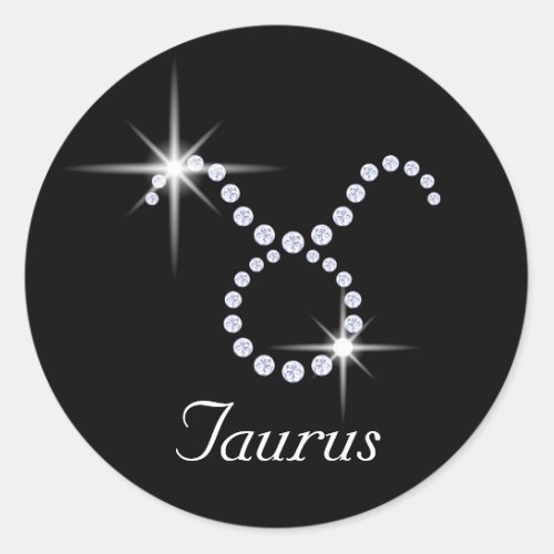 Sparkly Diamond Taurus   Classic Round Sticker