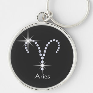 Sparkly Diamonds Aries Symbol Keychain
