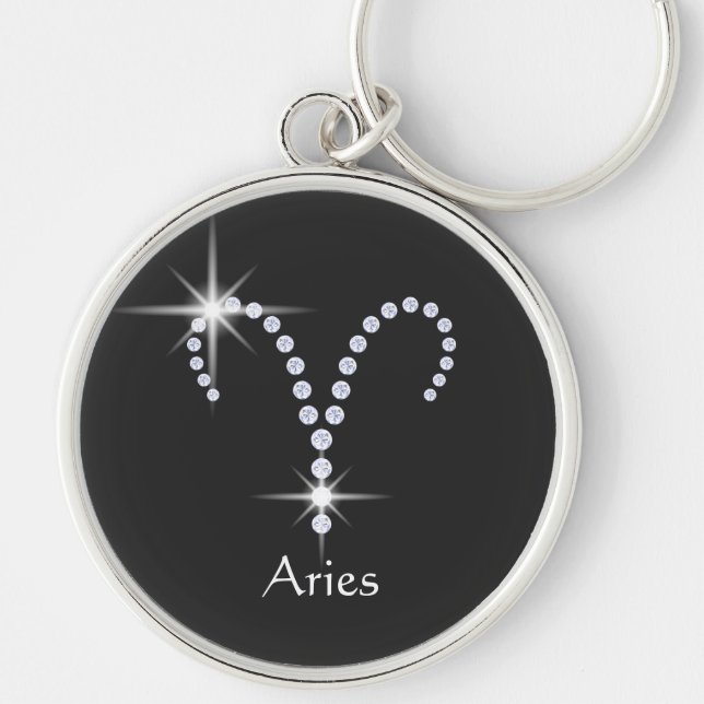 Sparkly Diamonds Aries Symbol   Keychain (Front)