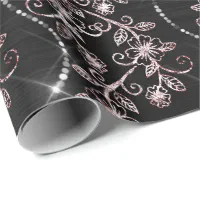 Sparkly Diamonds Blush Pearl Silver Pink Rose Gold Wrapping Paper | Zazzle
