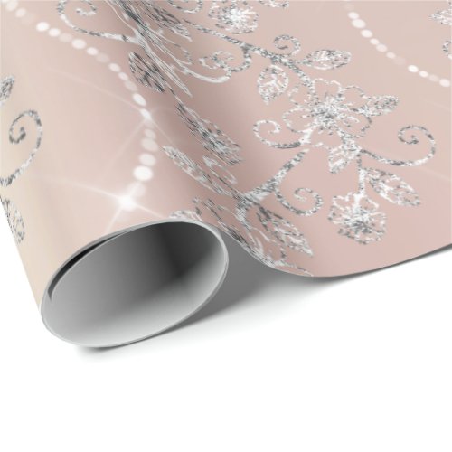Sparkly Diamonds Blush Pearl Silver Pink Rose Gold Wrapping Paper