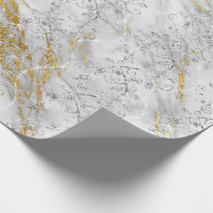 Sparkly Diamonds Marble Gold White Gray Wrapping Paper