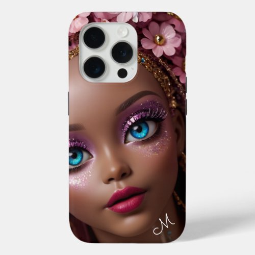 Sparkly Doll Glitter and Flowers iPhone 15 Pro Case