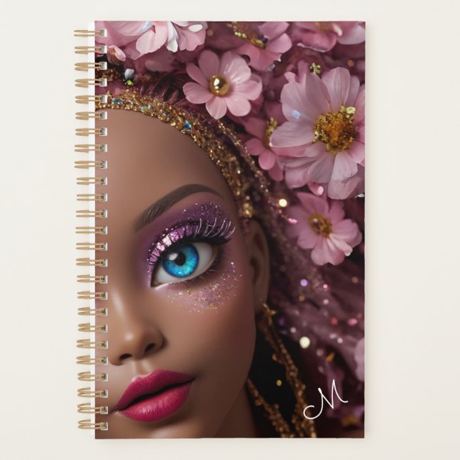 Sparkly Doll Glitter and Flowers Planner (Front)