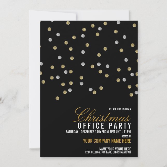 Sparkly Dots Christmas Office Party Invitation (Front)