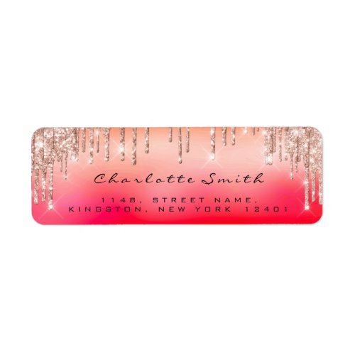 Sparkly Drips Rose rSVP Ombre Red Coral Label