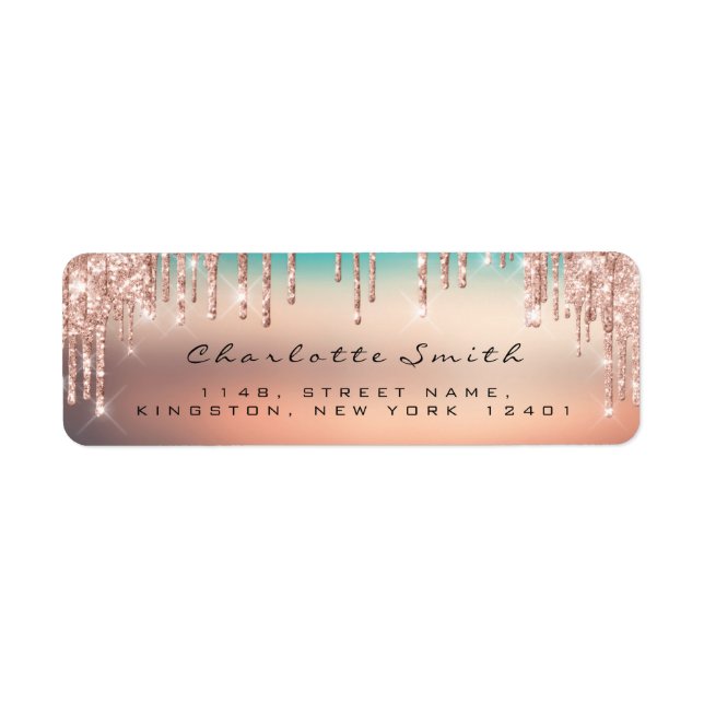 Sparkly Drips Rose rSVP Return Address Labels (Front)