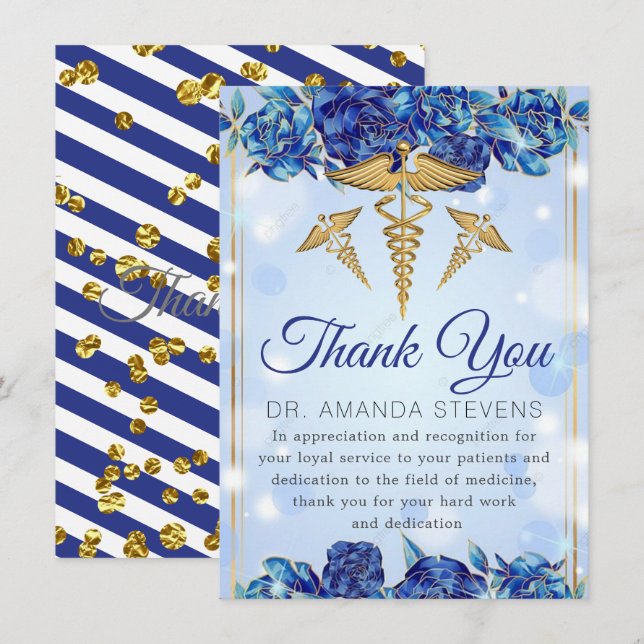 Sparkly Elegant Doctor | Nurse Thank You Card (Front/Back)