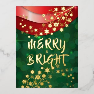 Sparkly Elegant Red Green Seasonal Merry & Bright