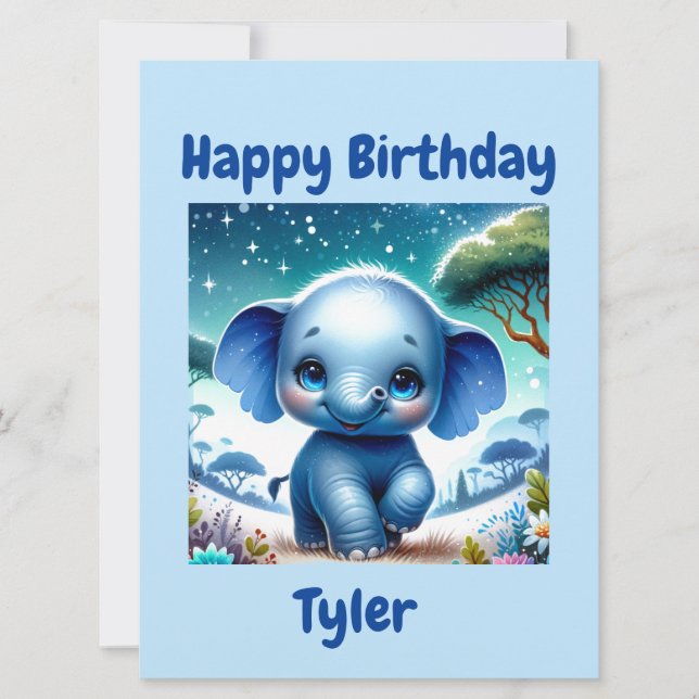 Sparkly Elephant Under a Starry Sky  Card (Front)