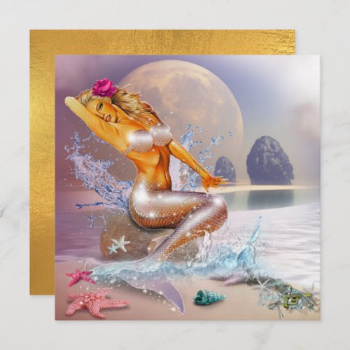 Sparkly Fantasy Mermaid Flat Card