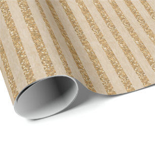 Sparkly Faux Glitter Stripes Kraft Paper