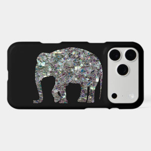 Sparkly faux silver mosaic glitter Elephant iPhone 17 Pro Max Case