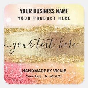 Sparkly Fire Glitter Orange Yellow Red Product Square Sticker