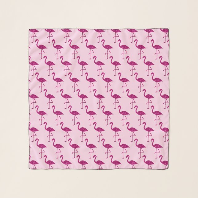 Sparkly flamingo faux sparkles pattern light pink scarf (Front)