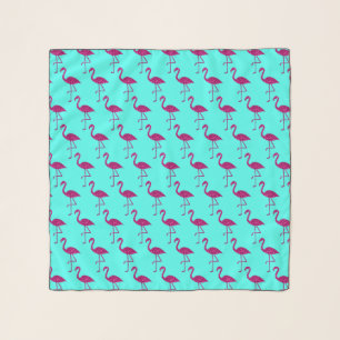 Sparkly flamingo faux sparkles pattern teal blue scarf