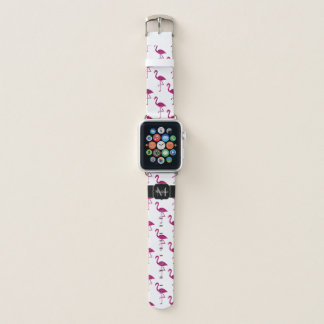 Sparkly flamingo Pink glitter sparkles Monogram Apple Watch Band