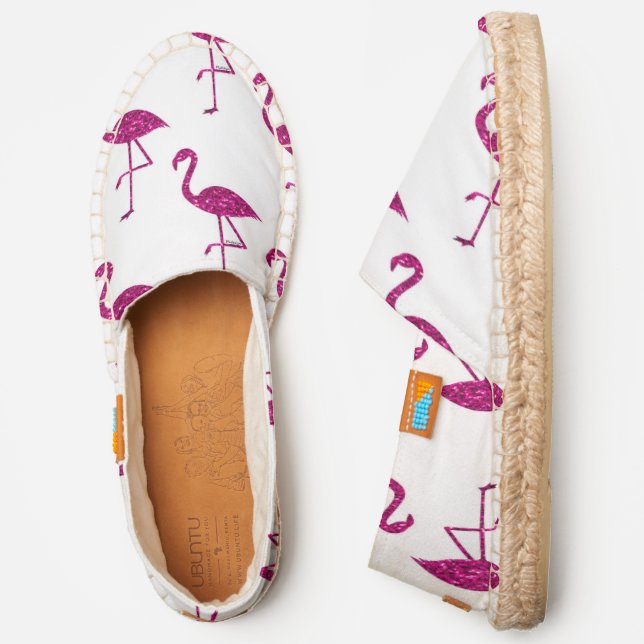 Sparkly flamingo Pink glitter sparkles pattern Espadrilles (Side)