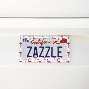Sparkly flamingo Pink glitter sparkles pattern License Plate Frame