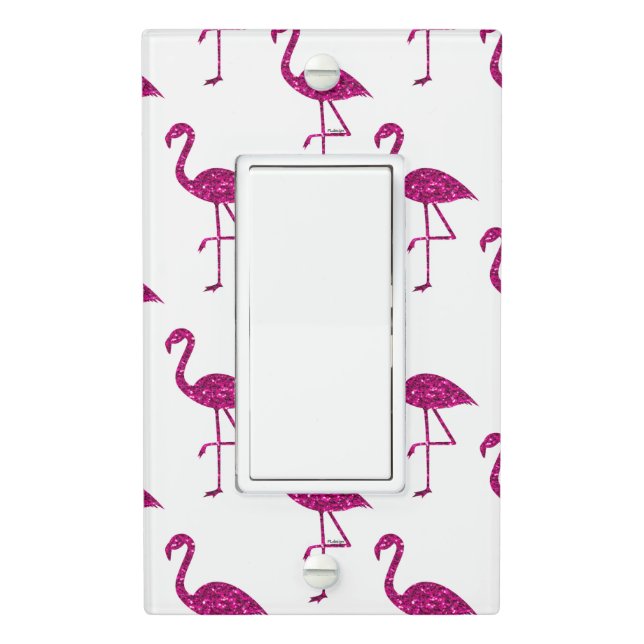 Sparkly flamingo Pink glitter sparkles pattern Light Switch Cover (In Situ)