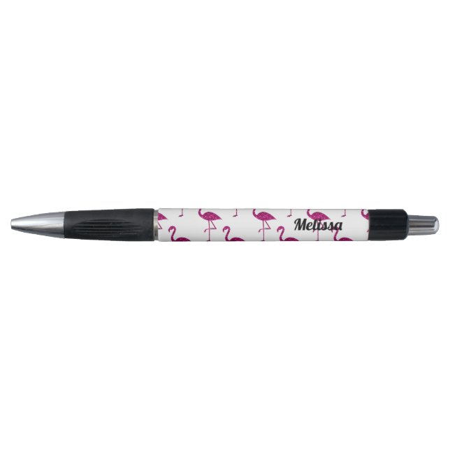 Sparkly flamingo Pink glitter sparkles Personalize Pen (Front)