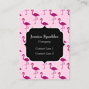 Sparkly flamingo Pink sparkles pattern Monogram Business Card