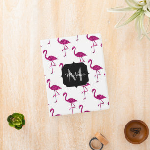 Sparkly flamingo Pink sparkles pattern Monogram Mini Binder
