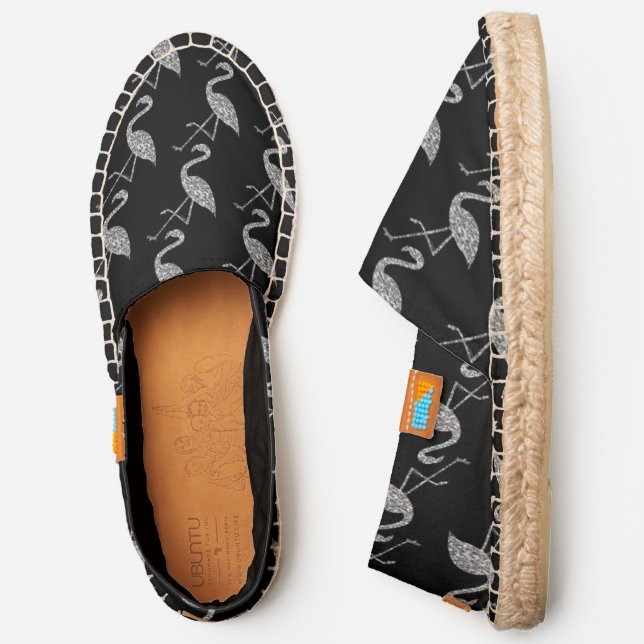 Sparkly flamingo Silver glitter sparkles pattern Espadrilles (Side)
