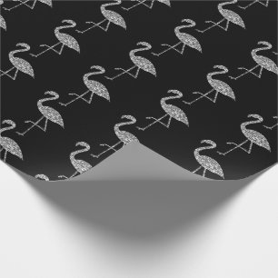 Sparkly flamingo Silver glitter sparkles pattern Wrapping Paper