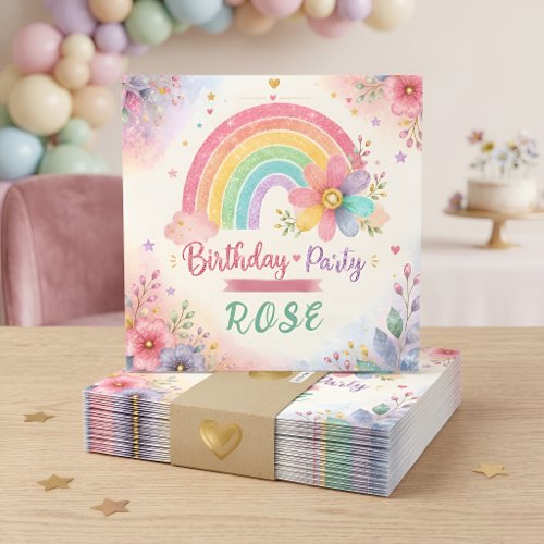 Sparkly Floral Birthday Celebration Napkins
