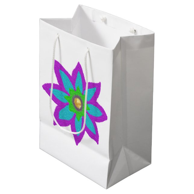 Sparkly flower Eid Medium Gift Bag (Front Angled)
