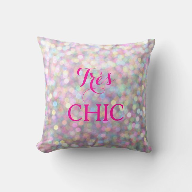 Sparkly Fuchsia Very CHIC Pillow (Front)