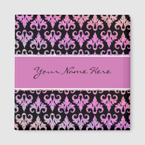 Sparkly Girly Damask Pattern Magnet