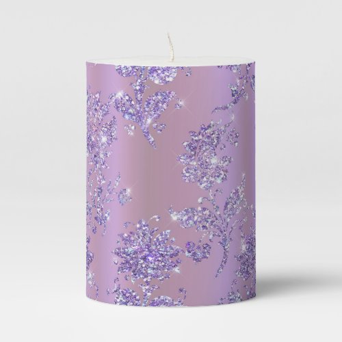 Sparkly Glam Purple Decorative  Pillar Candle