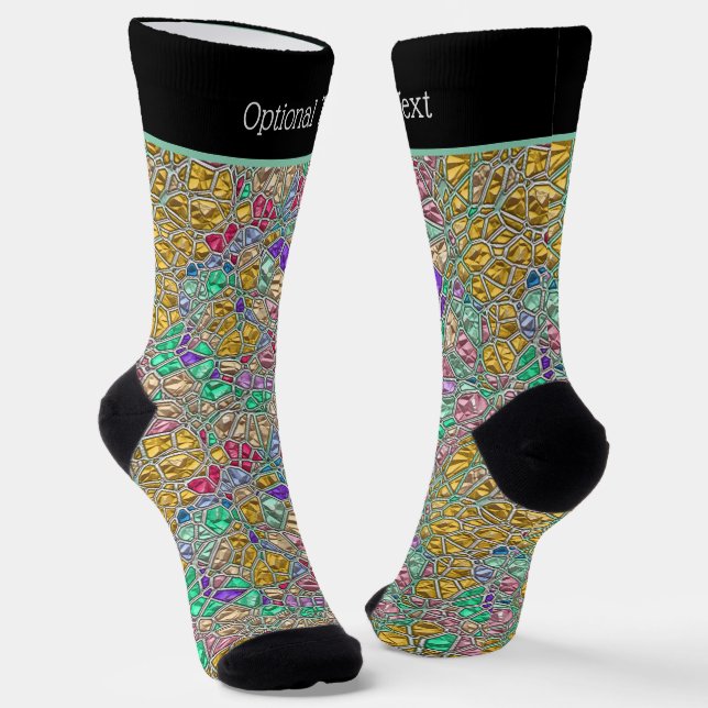 Sparkly Glass Mosaic Look with your own text Socks (Angled)