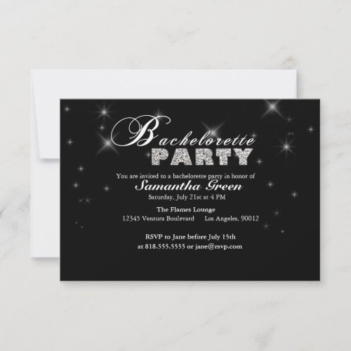 Sparkly Glitter Bachelorette Party Invitation