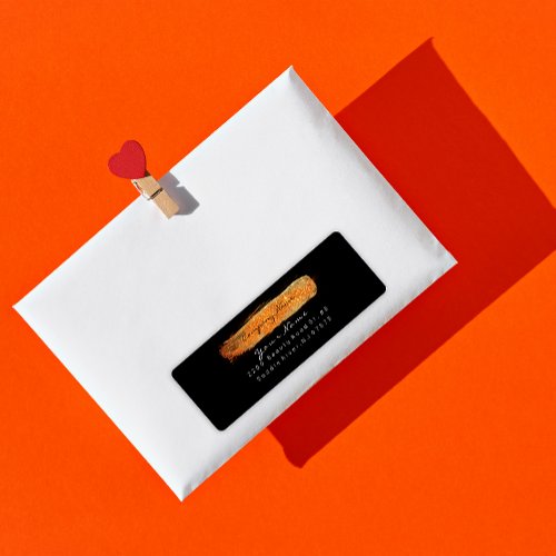 Sparkly Glitter Black Orange Peach Return Adress Label