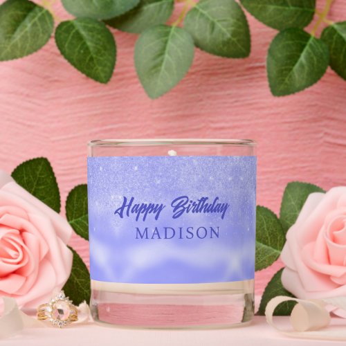 Sparkly Glitter Blue Background Scented Candle